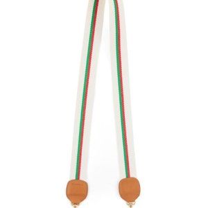 Clare V CROSSBODY STRAP - NATURAL W/ GREEN & RED STRIPE COTTON WEBBING